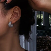 cubic zirconia hoop earrings small chunky thick wide rhinestone hoops for women girls christmas gift