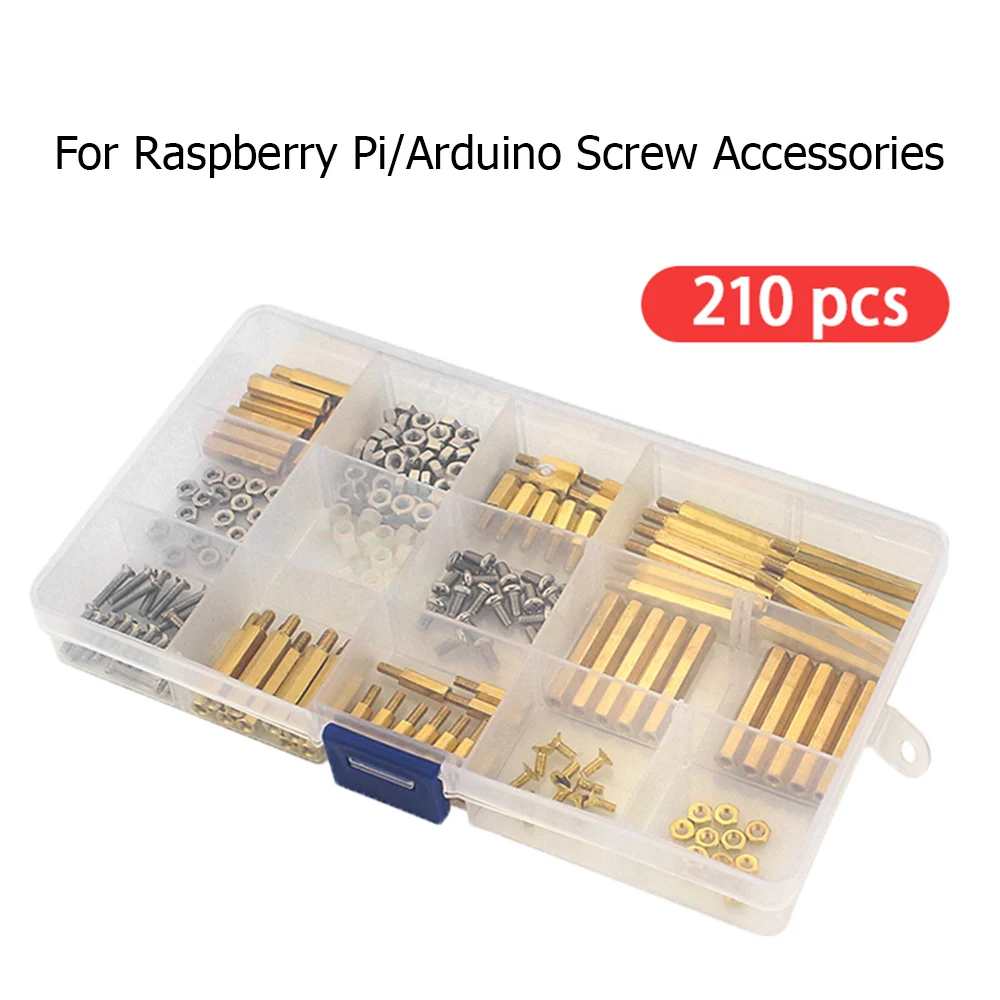 

210 PCS Mounting Kit Screws M2.5 M3 Copper Nylon Column Screw Nuts Gasket for Raspberry Pi 3 Model B+ Plus Robot Car