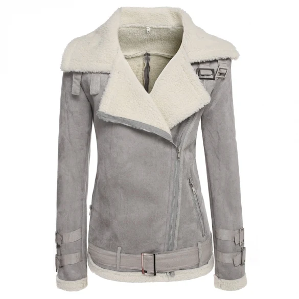

Womens Lambs Wool Coat Leather Jacket Winter Thick Women Lapel Fur Coat Tops