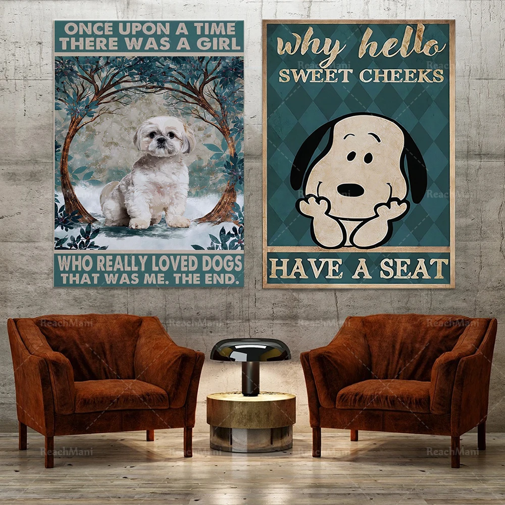 

The girl who really loves Shih Tzu posters, once upon a time, dog-loving canvas printing, Shih Tzu dog posters, cute dog posters