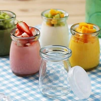 8 pieces mini yogurt jars glass pudding cups with pe lids containers pot ideal for milk jellies honey spices mousse honey jar