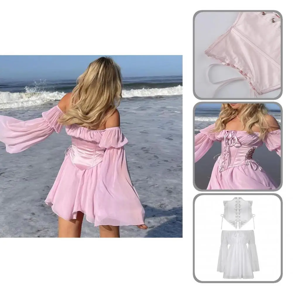 

Above Knee Length Bandage See Through Women Corset with Dress for Beach