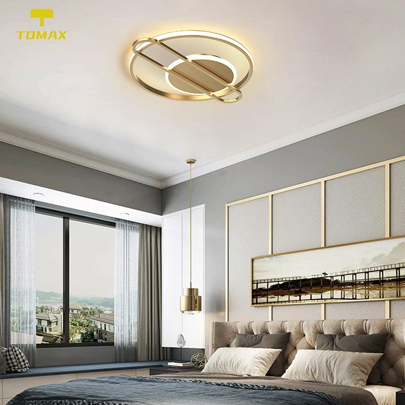 

Light Luxury Creative Round Living Room Lamp Bedroom Lamp Dining Room Lamp Nordic Post-Modern Golden Ceiling Lamp