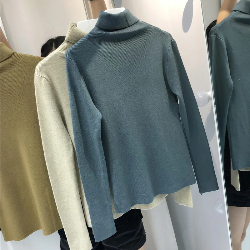 Turtleneck Sweater Women 2019 Autumn Winter Long Sleeve Pullovers Female Solid Korean Style Basic Tops Knitwear Girl Stretch Top | Женская