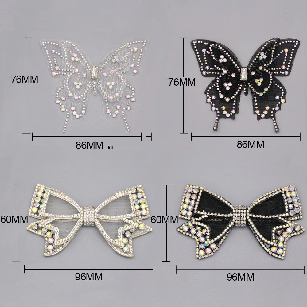Белые черные стразы с бабочками Аппликации кристаллы AB патчи плоской задней