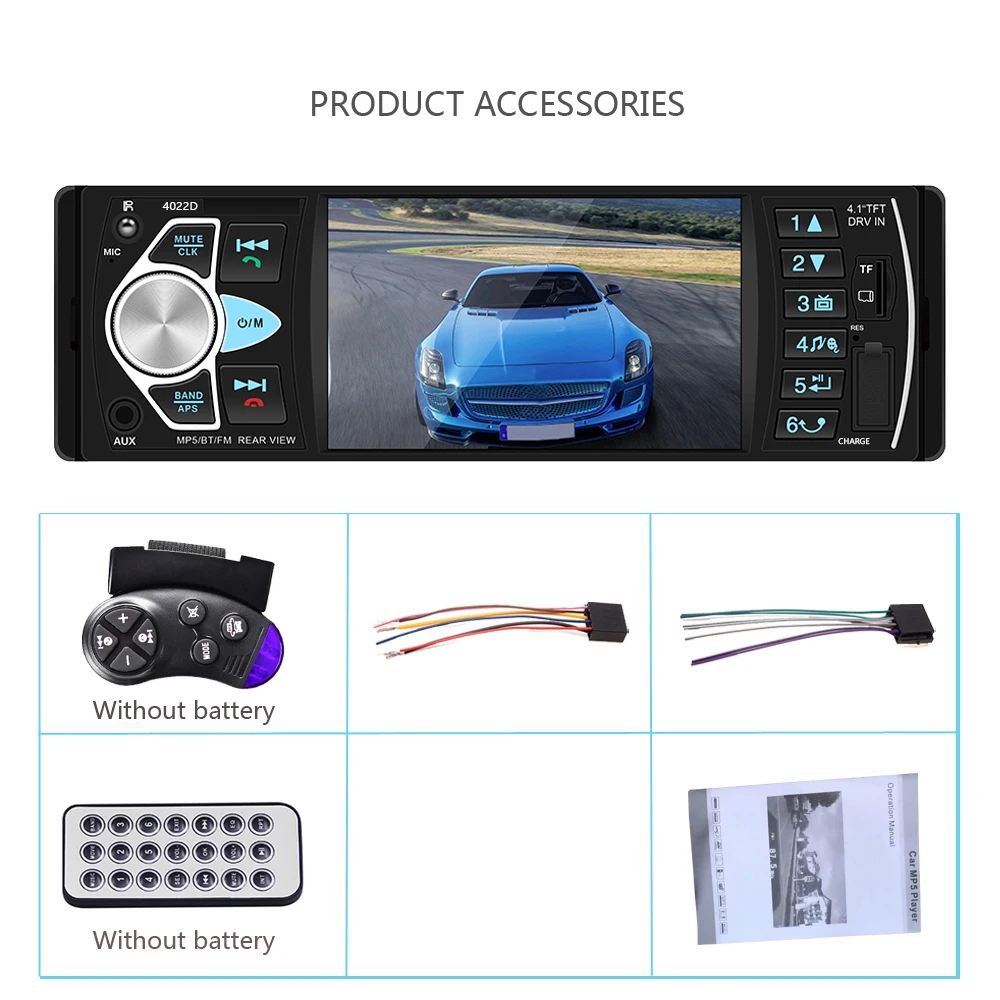 Car Radio AMPrime 4022D 4,1 дюймов 1 Din автомагнитола Авто Аудио Стерео Авторадио bluetooth Поддержка камеры заднего вида USB рулевое колесо дистанционного управления - Цвет: Car Radio