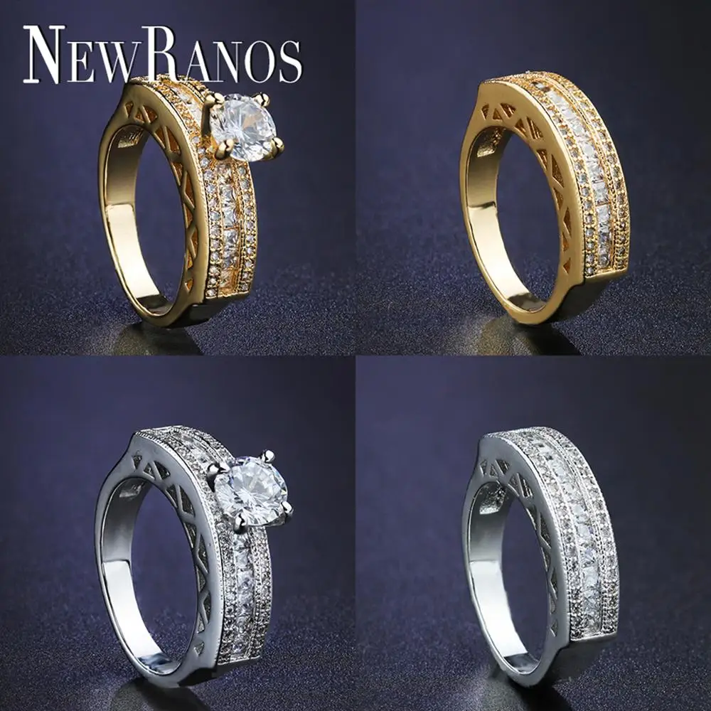 Newranos 2 шт./компл. кольцо для влюбленных Bijoux Femme свадебное золото цвета пара