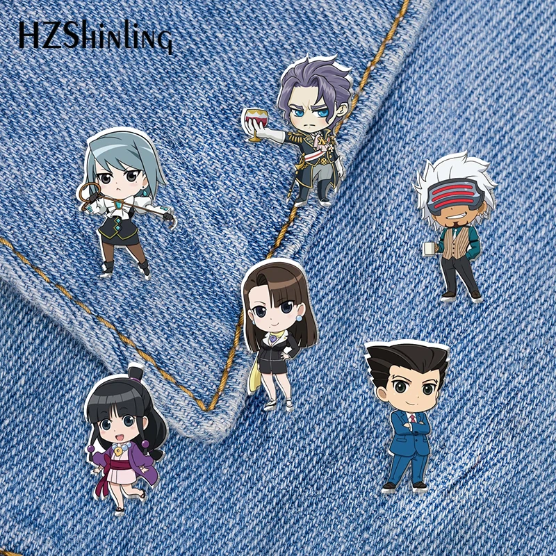 

2021 New Gyakuten Saiban Ace Attorney Acrylic Lapel Pin Anime Epoxy Butterfly Clasp Pin Handmade Butterfly Brooch