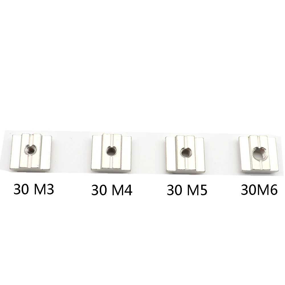 

10 шт., Т-образная гайка M3 M4 M5 M6 с никелевым покрытием, крепежная гайка с плоской головкой для алюминиевого профиля экструзии, серия 2020/3030