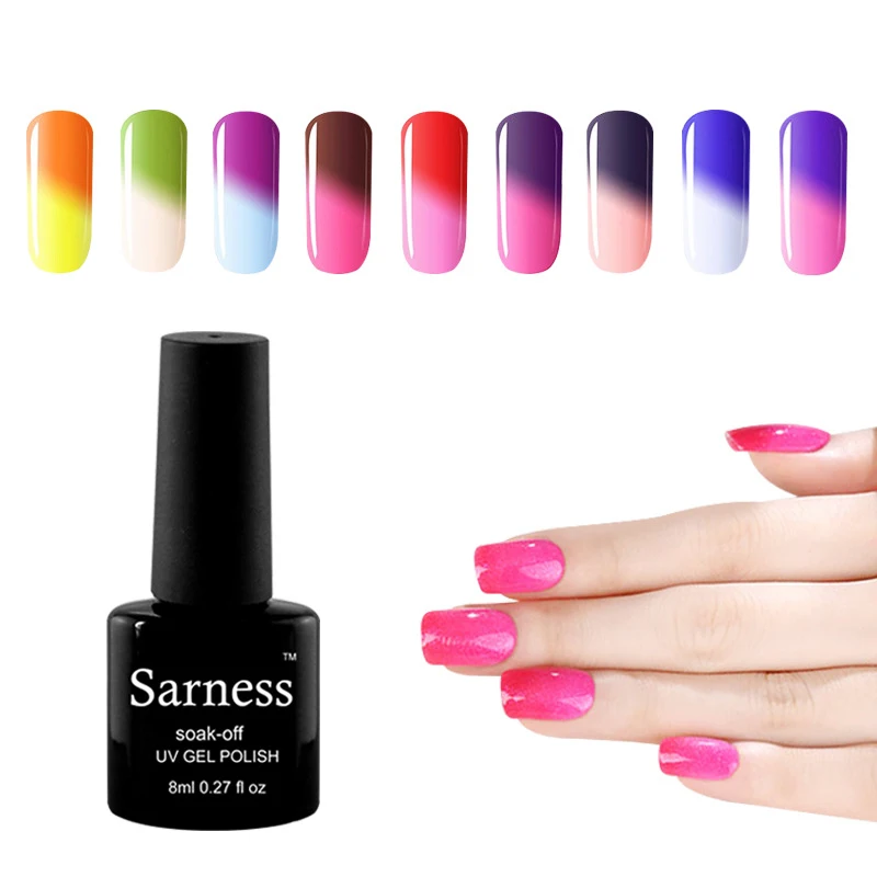

1 шт., Суперпопулярный маникюрный лак для ногтей, меняющий цвет при температуре, 29 цветов, отбеливающий костюм бренда SARNESS