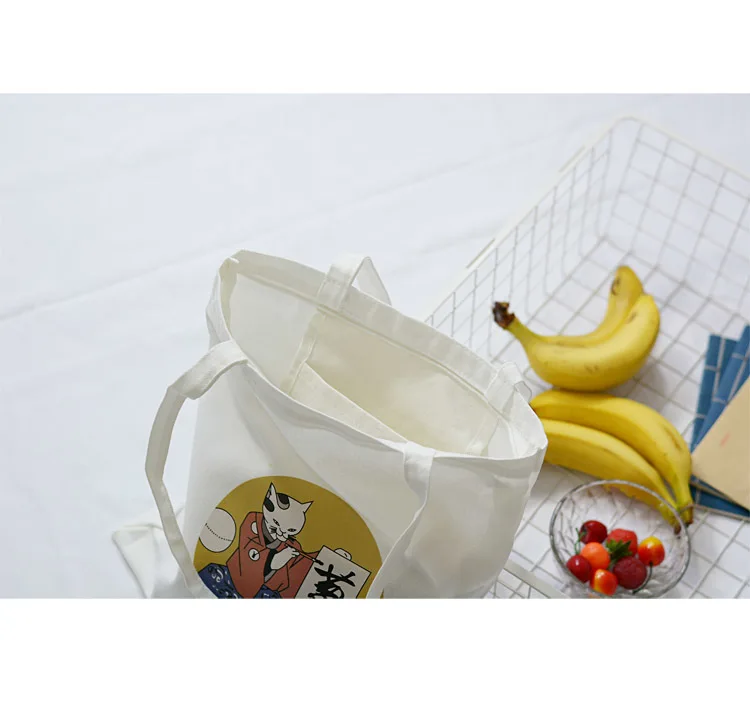 Женская Холщовая Сумка мультяшная ткань для кошек сумки покупок Большая