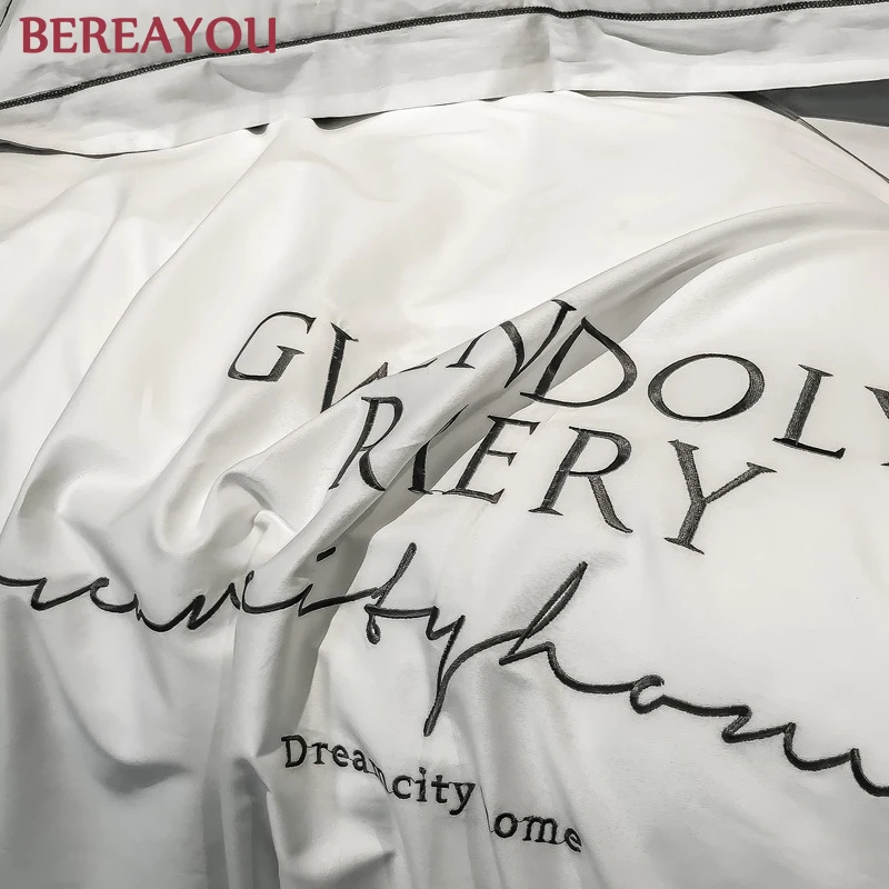 

EGYPTIAN COTTON BEDDING SETS SOFT DUVET COVER BED SHEET SET NORDIC QUEEN KING SIZE BED LINEN LUXURY SATIN BED SET FOR HOTEL 4PCS