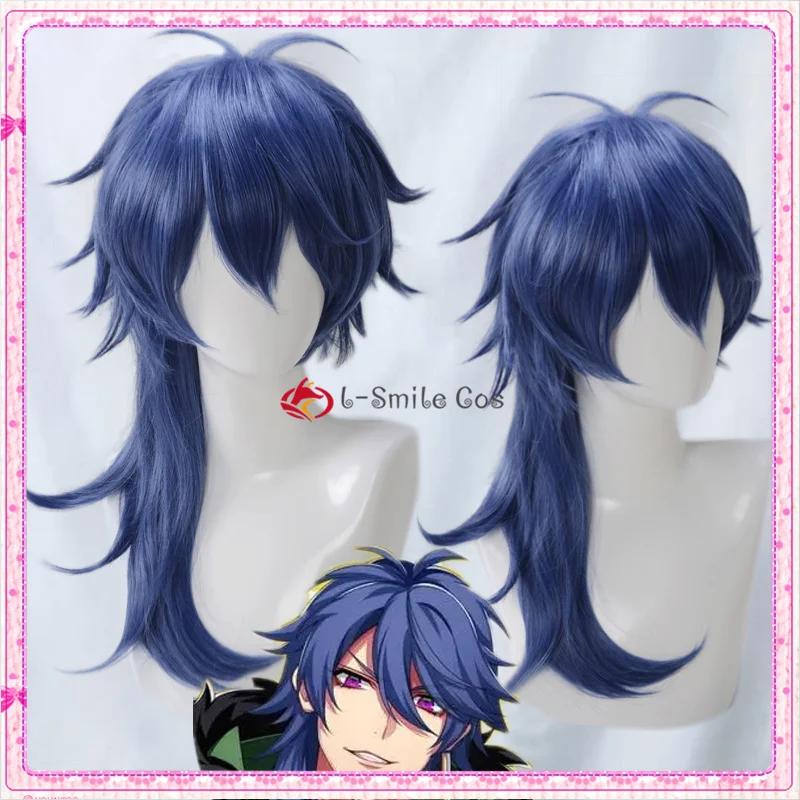 

DRB Division Rap Battle Hypnosis MIC Dice Arisugawa Long Blue Wigs Heat Resistant Synthetic Hair Cosplay Costume Wig + Wig Cap