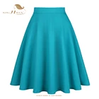 Женская винтажная юбка SISHION, голубая хлопковая однотонная летняя юбка в стиле 50-60-х, Y2K, VD0020