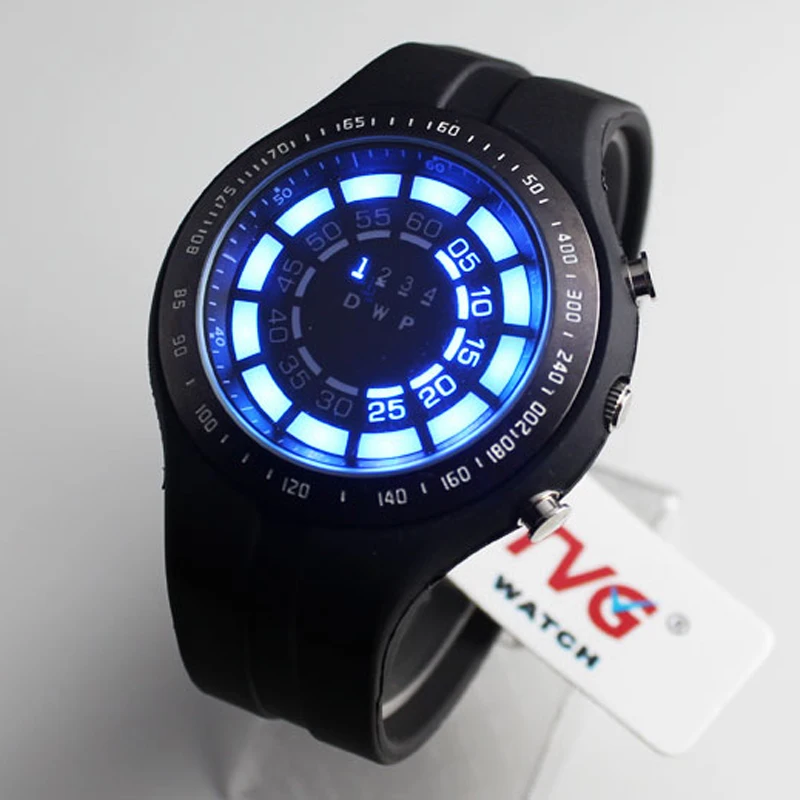 TVG мужские часы спортивные модные резиновые синие Бинарные светодиодные Reloj Hombre