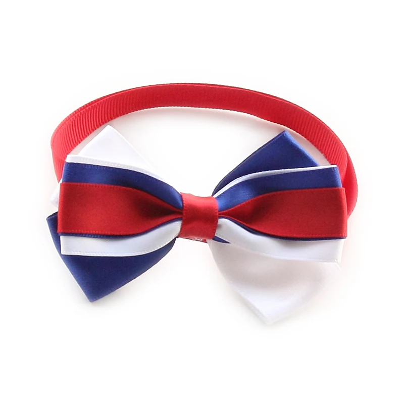 50 шт./лот красный/белый/голубой бабочки для домашних собак Галстуки 4th of July собака
