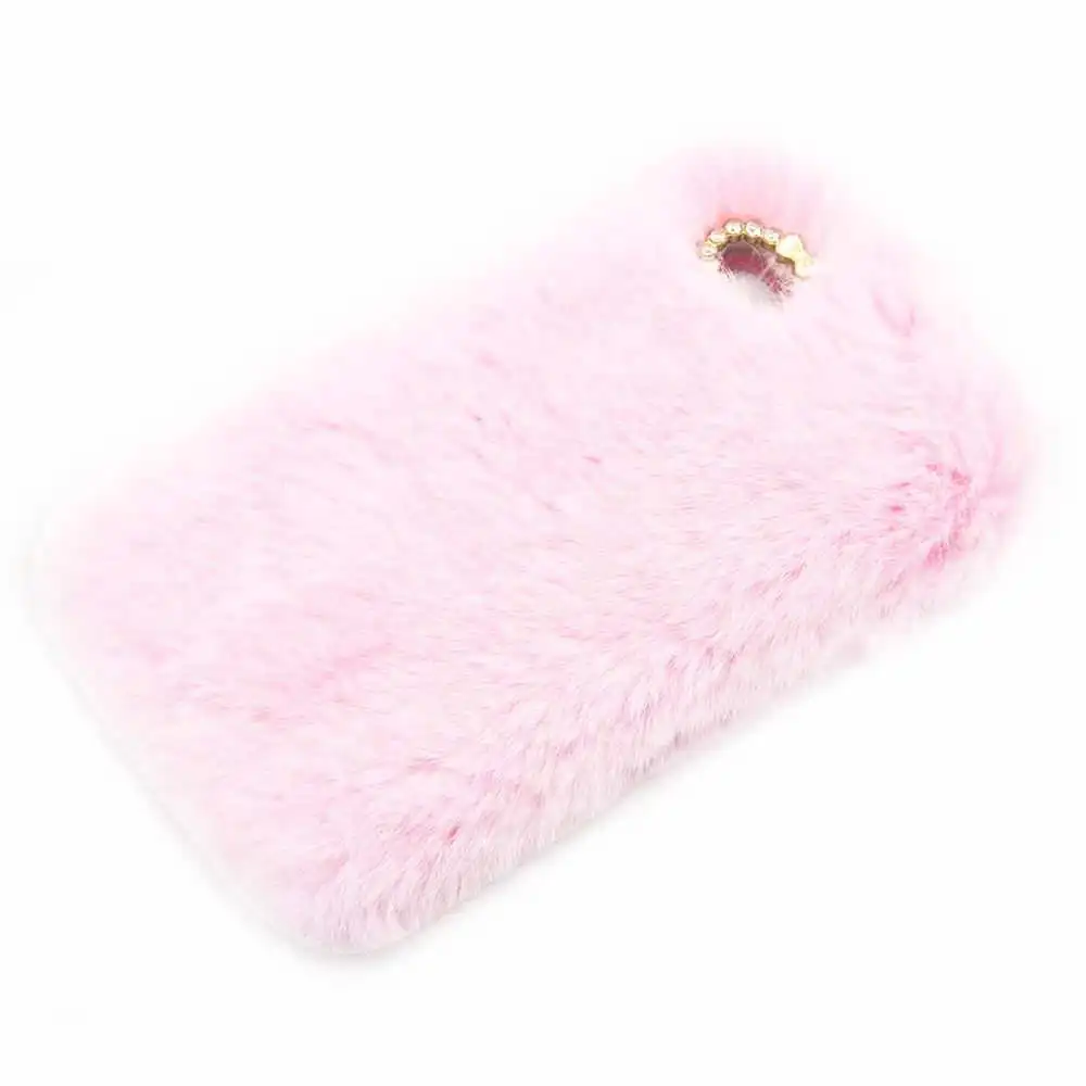 Pink Милый пушистый чехол для iPhone X, Xr, Xs, 11 Pro, Max, милый пушистый плюшевый теплый кроличий мех, чехол для iPhone 5 5S se, 6, 6 S, 7, 8 Plus - Цвет: Pink
