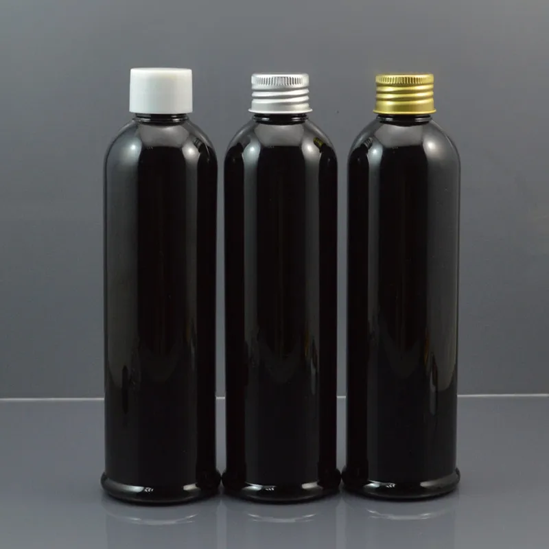 

30 шт./лот, 250 мл, черная пластиковая бутылка для воды для макияжа, легкий пустой тонер-контейнер, стандартная бутылка, бутылка для шампуня