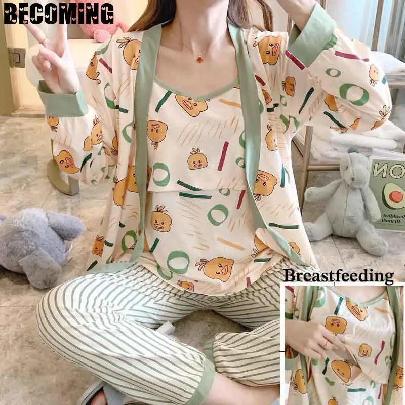 Ночная рубашка для беременных зимняя пижама ночная кормящих матерей Пижама