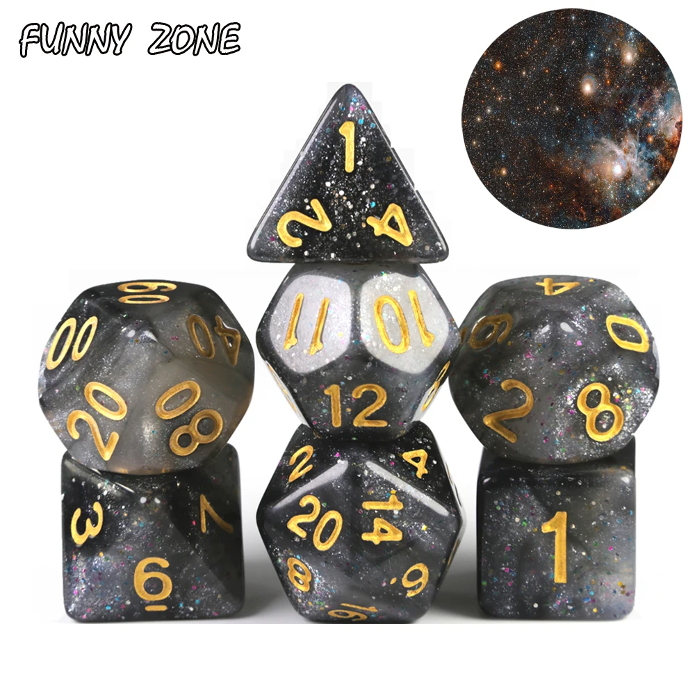 Набор многогранных игральных костей Starry Sky 7 Die Series D20 D12 D10 D8 D6 D4 игральные кости DND