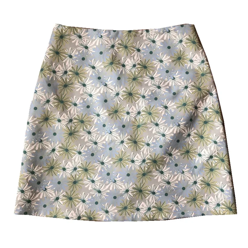 

Женская Корейская мини-юбка с цветочным принтом, летняя женская короткая юбка размера плюс, шорты с высокой талией, трапециевидная юбка с цв...