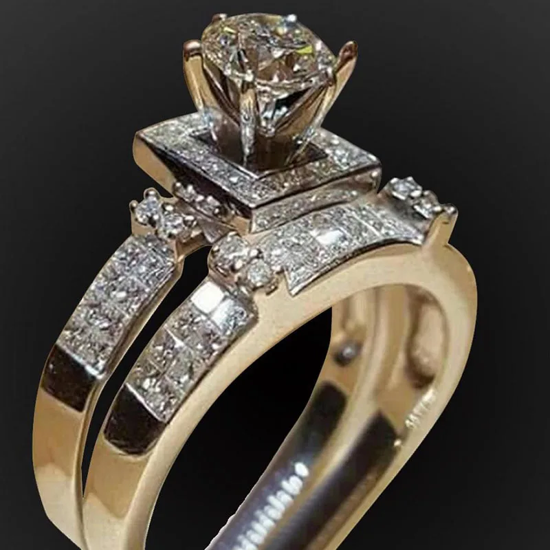 2 шт./компл. модные кольца с кристаллами в форме короны цирконием AAA женские