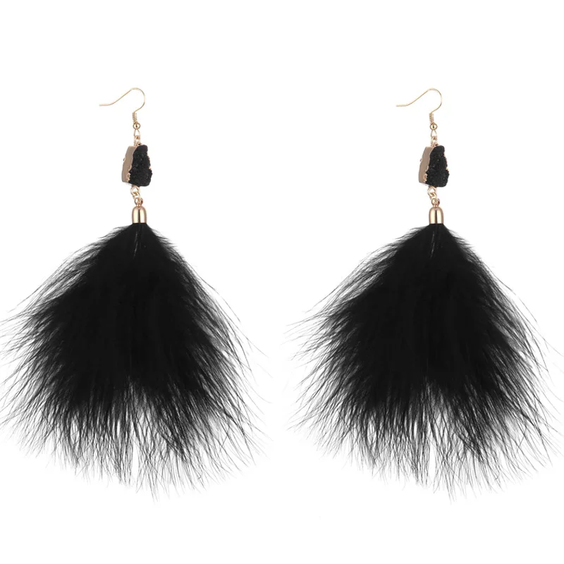

New Ladies Personality Fashion Jewelry Fashion Exaggerated Feather Plush Luxury Earrings
