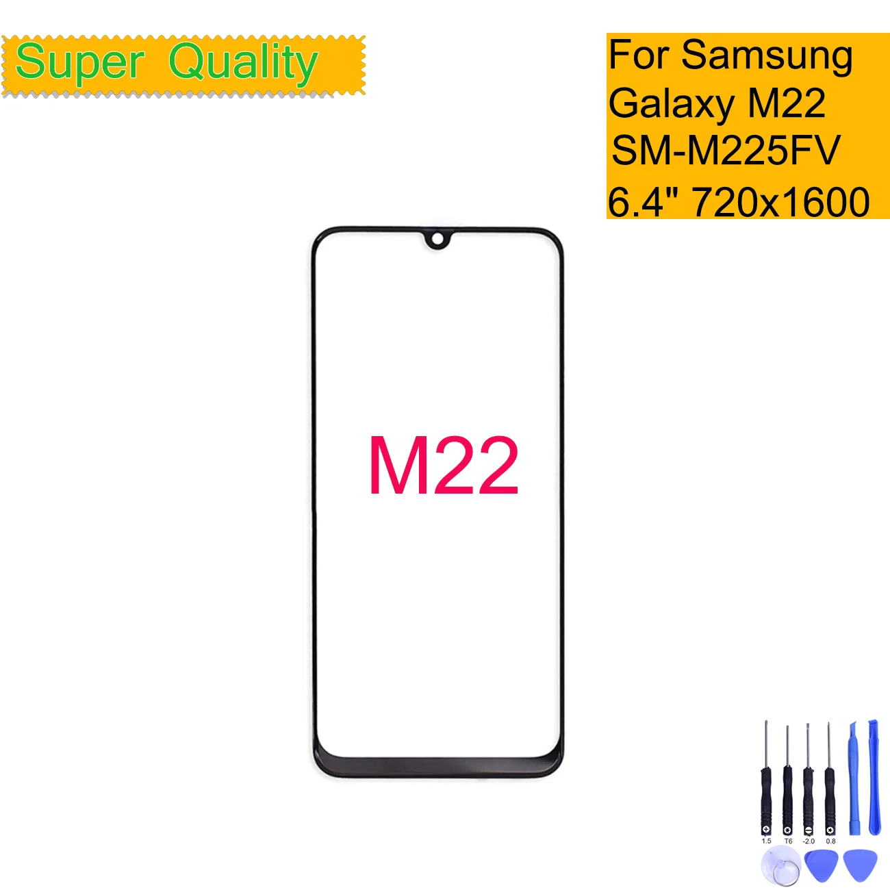 

For Samsung Galaxy M22 Touch Screen Panel Front Outer Glass Lens SM-M225FV SM-M225FV/DS Front LCD Glass Replacement