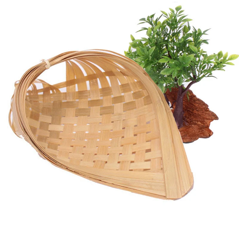 Woven Bamboo Basket Snack Plate Sushi Tray French Fries Handmade Creative Dessert Conch Hotel Tableware Food 2pcs | Дом и сад