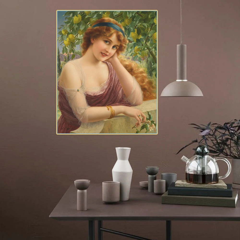 Цитон эмиле Вернон Girl девушка в лимонах Canvas Холст Картина маслом Очаровательная