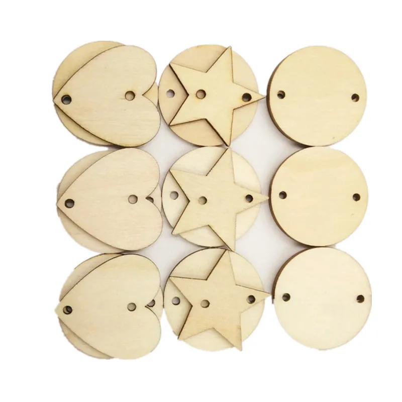 

50pcs 30mm 1.18inch Wooden Tags with Holes for Birthday Boards, Valentine, Chore Boards, Arts and Crafts