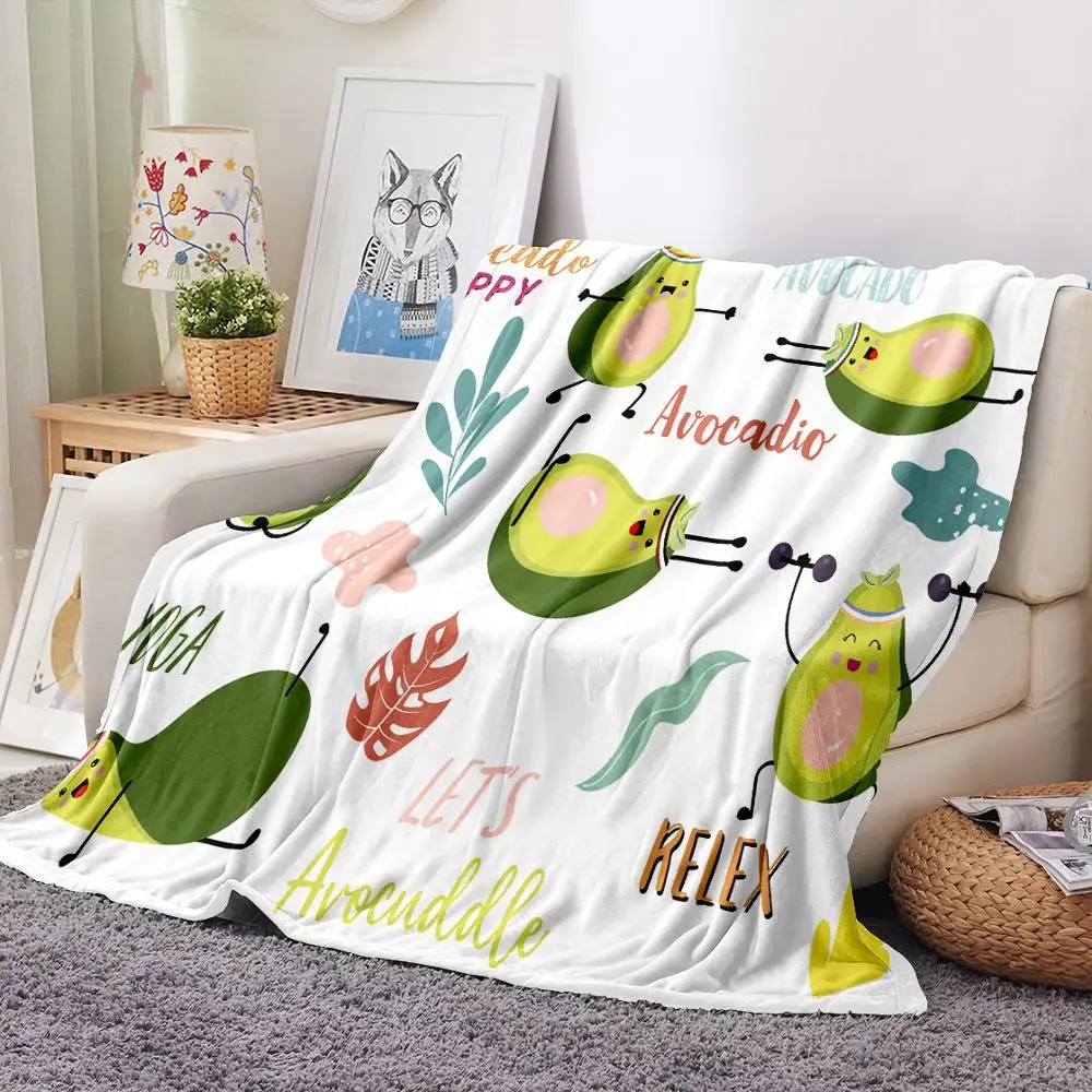 Фланелевое Одеяло с 3D-принтом авокадо зеленое пушистое одеяло фруктами для сна