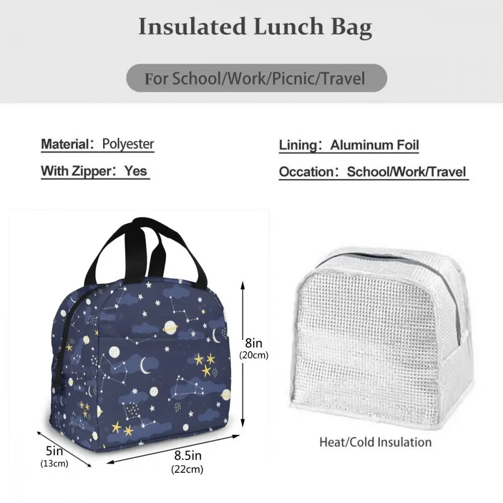 

Funny Cartoon Space Lunch Bag Portable Insulated Thermal Cooler Bento Lunch Box Tote Picnic Storage Bag Pouch
