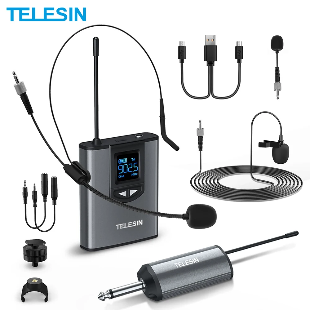 

Беспроводной микрофон TELESIN MIC-UHF-02 UHF, дальность передачи 50 м, для прямой трансляции, записи видео, бизнес-конференций