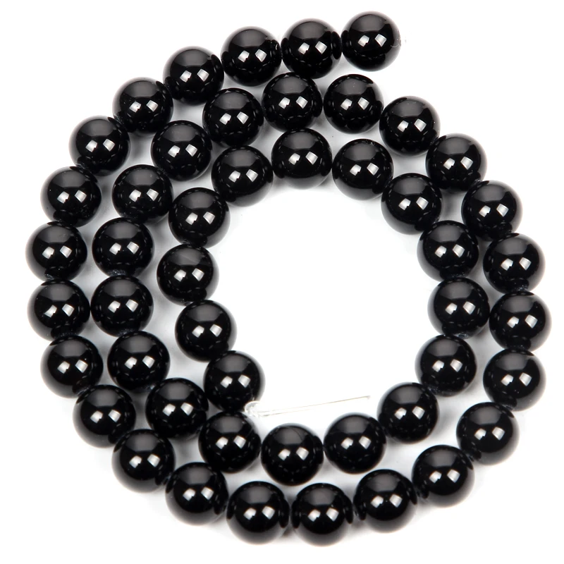 4-12 мм Гладкий натуральный камень разбросаны шарики черный агат бусины Свободные