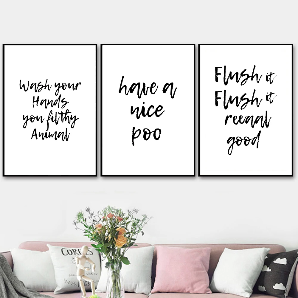 

Nordic Funny Text Quotes Toilet Poster Wash Your Hands Filthy Animal Canvas Painting Modern Wall Picture for Bathroom Home Decor