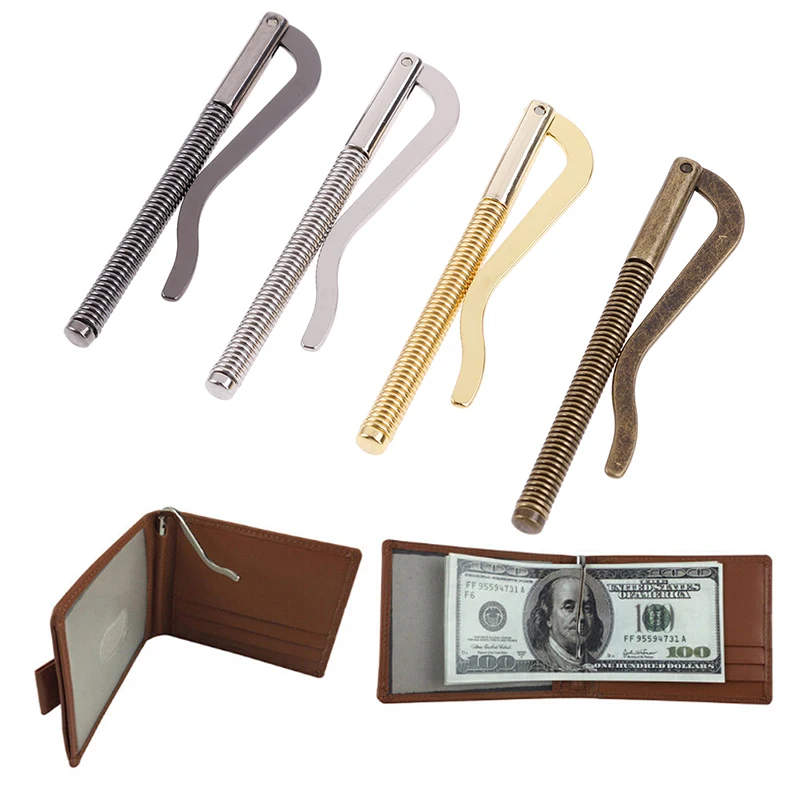 1pc Metal Bifold Paper Clip Bar Wallet Replace Parts Spring Clamp Cash Holder |