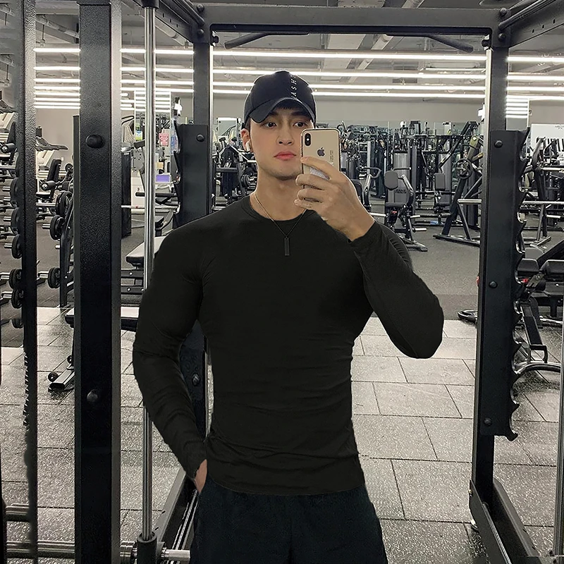 Футболка мужская Спортивная с длинным рукавом компрессионная рубашка для бега и