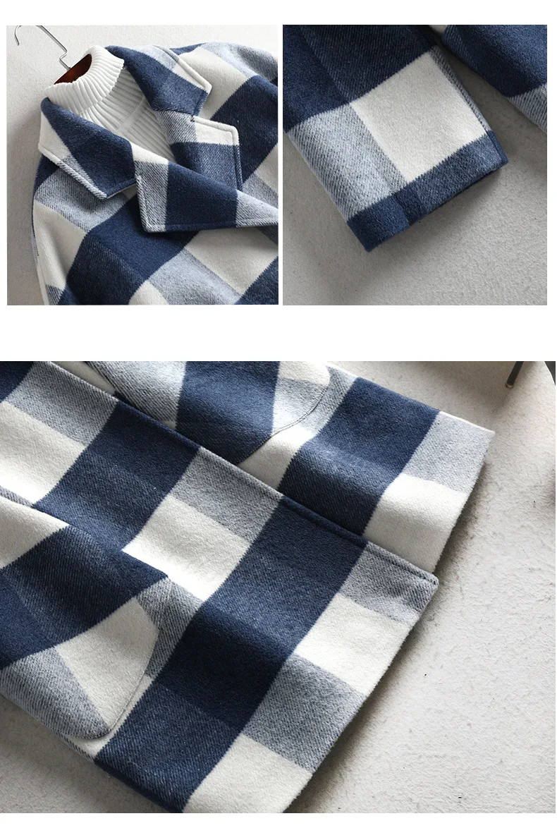 

Womens Casual INS Fashion Loose Baggy Plaid Wool Blend Shirt Jackets Outwear Relaxed Check Woolen Shackets Coats Streetwear