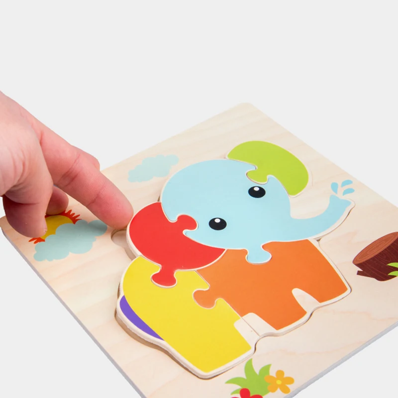 

Montessori Toys Wooden Jigsaw Puzzle Educational Puzzles For Kids 2 to 4 Years Cartoon Animals 3D Puzzle Toys For Children