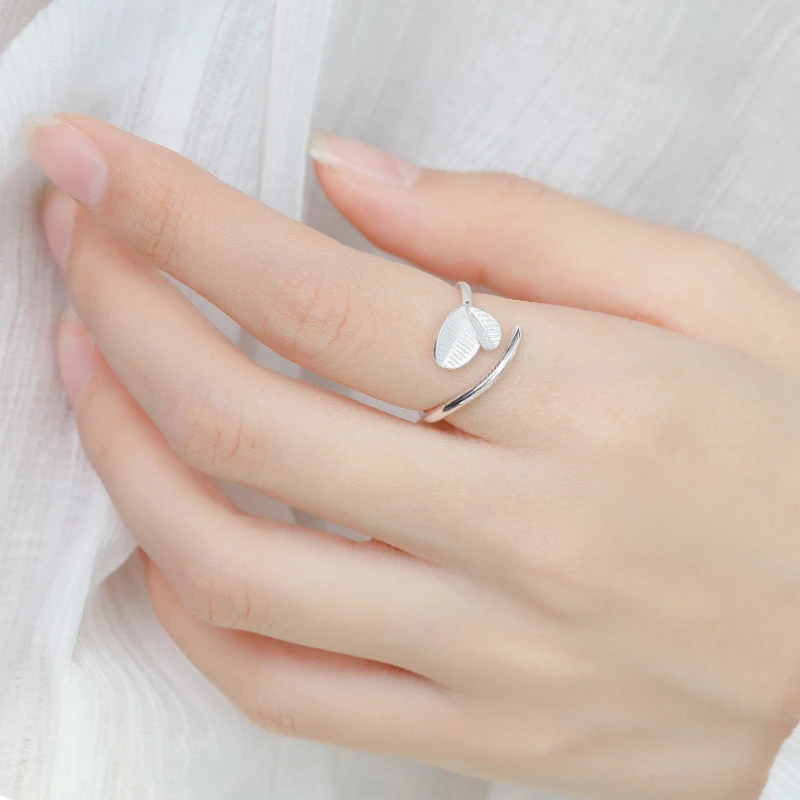 Женские открытые кольца в виде листьев серебристого цвета|open ring|fashion rings for womenrings