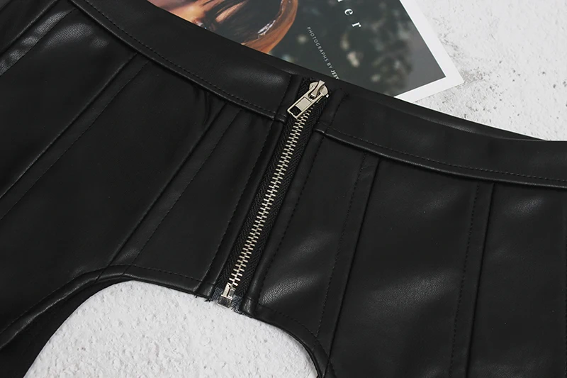 

Black Zipper Metal Buckle Pu Leather Belt Personality Women New Fashion Tide All-match Spring Autumn 2021 AF666