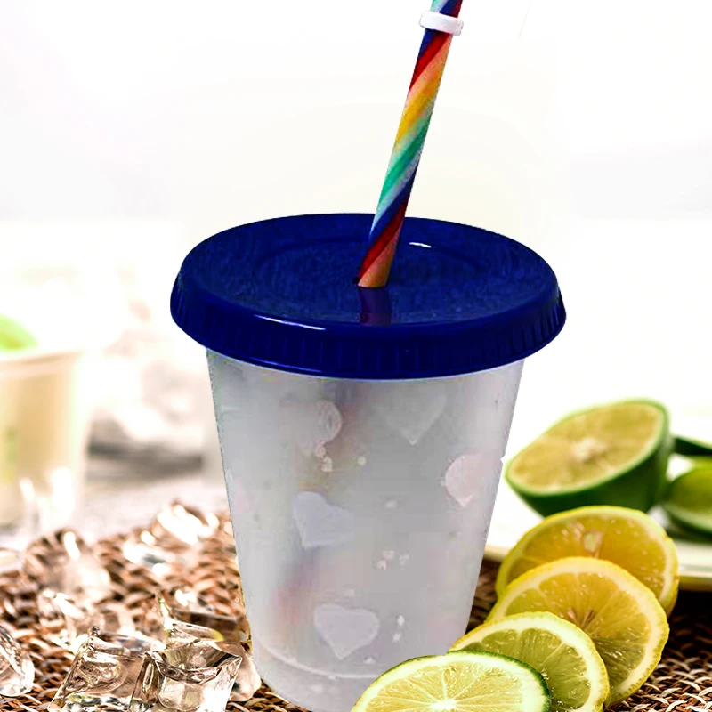 

Plastic Cups Coffee Cup Plastic Cups With Lid And Straw Drink Tumbler With Straw Reusable Color Changing Confetti In 500ml 710ml