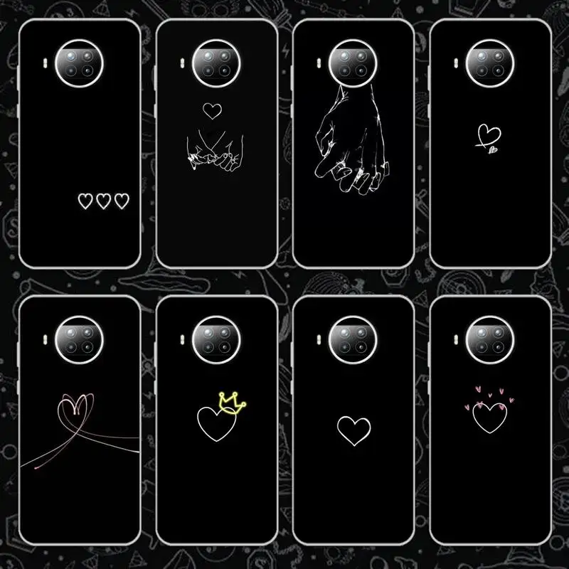 

Phone Case Transparent for Xiaomi mi Redmi note 10 t 8 9 pro lite 11 Samsung S 8 9 10 20 Simple Lines Love Heart