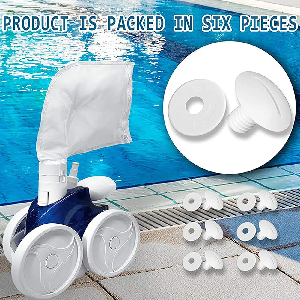 

6 Pcs Washers Pool Cleaner Replacement Parts Hub Screws Accessories High Quality Durable White Plastic Wheel Screws Wheel Screws