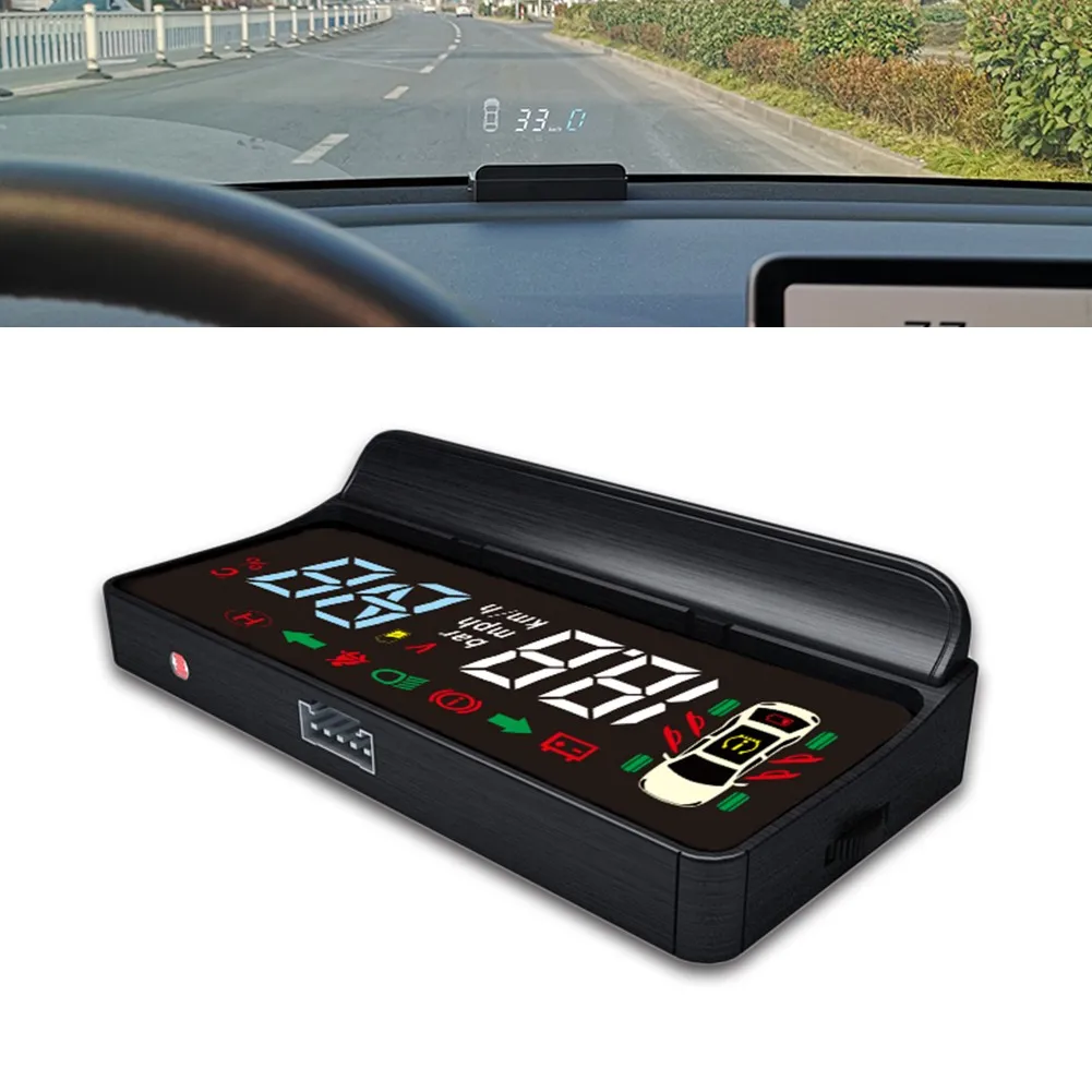 

M3 Vehicle Speed Alarm Electric Gear Head-up Display Fit For Tesla Model 3 HUD MPH / KMH Temperature Sensor