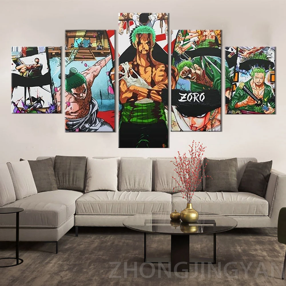 Картина на холсте 5 шт. рамка ророноа Зоро слитный аниме плакат HD Настенная