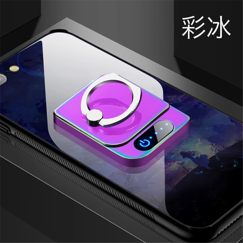 ICE Colorful Портативный кольцевой мобильный кронштейн перезаряжаемый прикуриватель многонациональная Электронная usb зажигалка ветрозащитный держатель для телефона зажигалки - Цвет: ICE Colorful