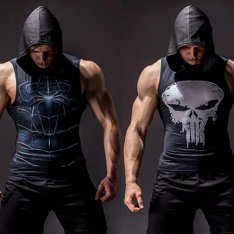 

2022 Superhero 3D printing bodybuilding stringer tank top men High elasticity fitness vest muscle guys sleeveless hoodies vest