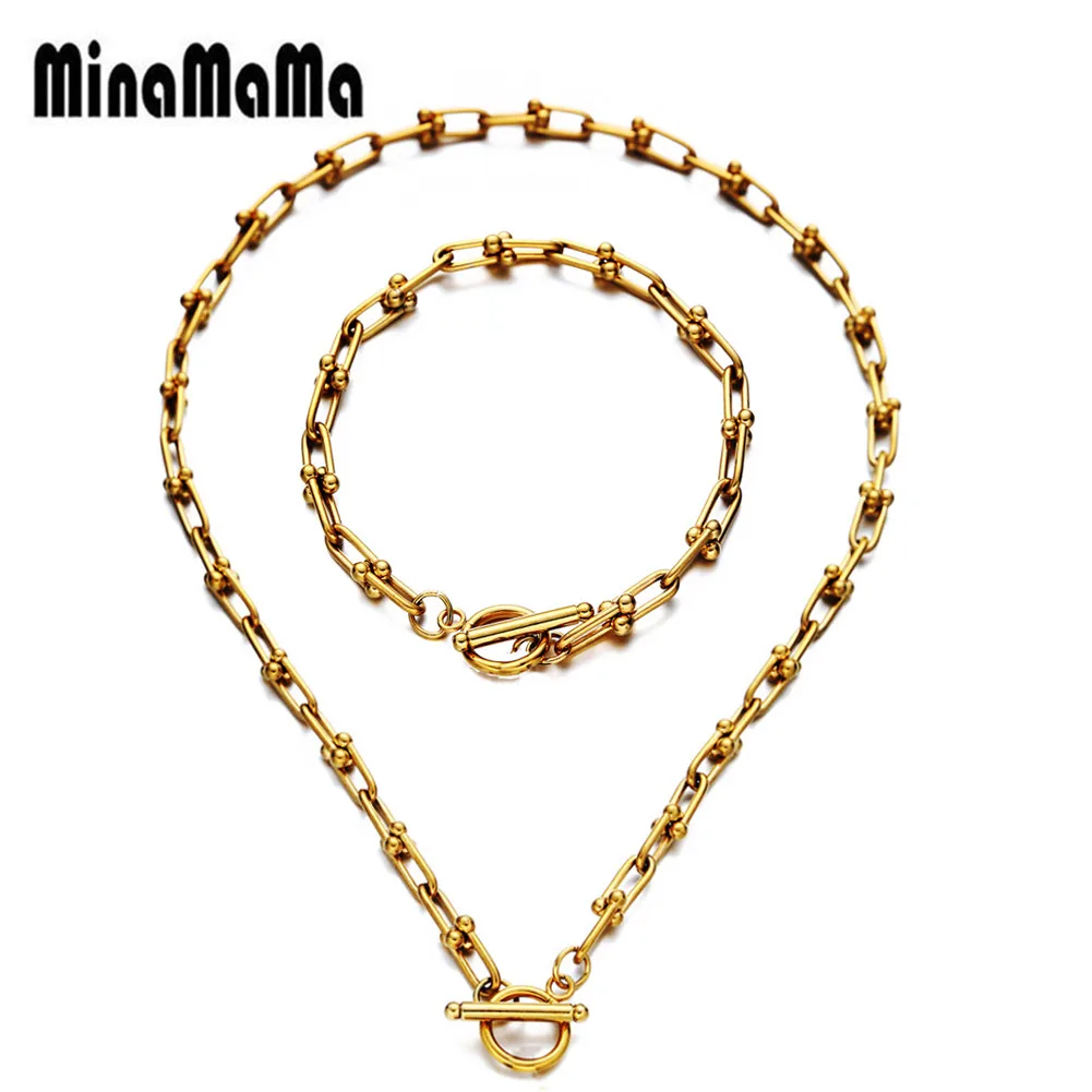 

Женский ювелирный комплект из цепочки и браслета, из нержавеющей стали